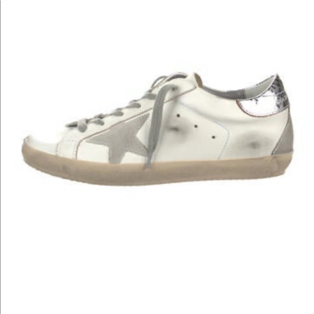 GOLDEN GOOSE Super Star Leather Sneaker White/Silver and gray. Size 38 EU